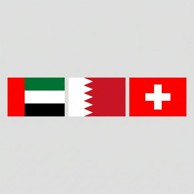 UAE, Bahrain & Swiss Flags